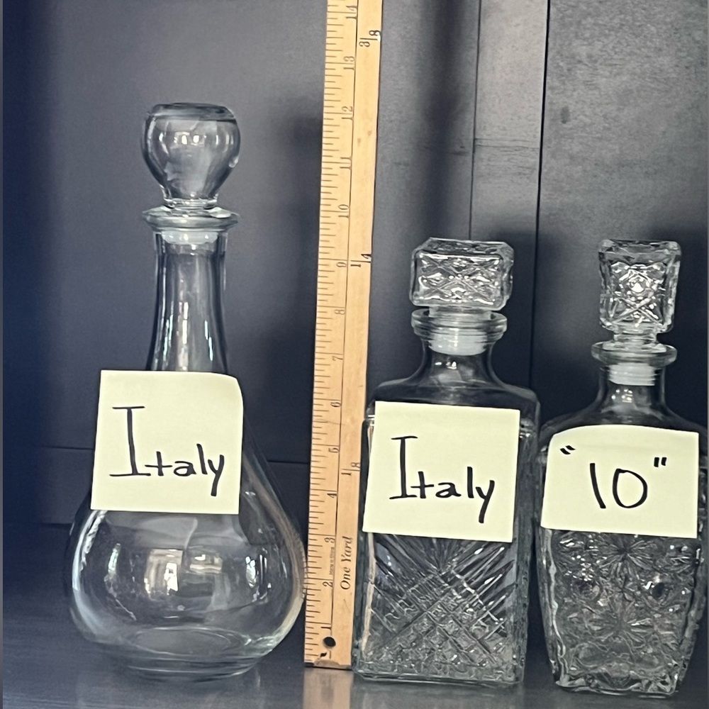 Whiskey Wine Decanters Made In Italy 3 Pieces - Picture 9 of 9